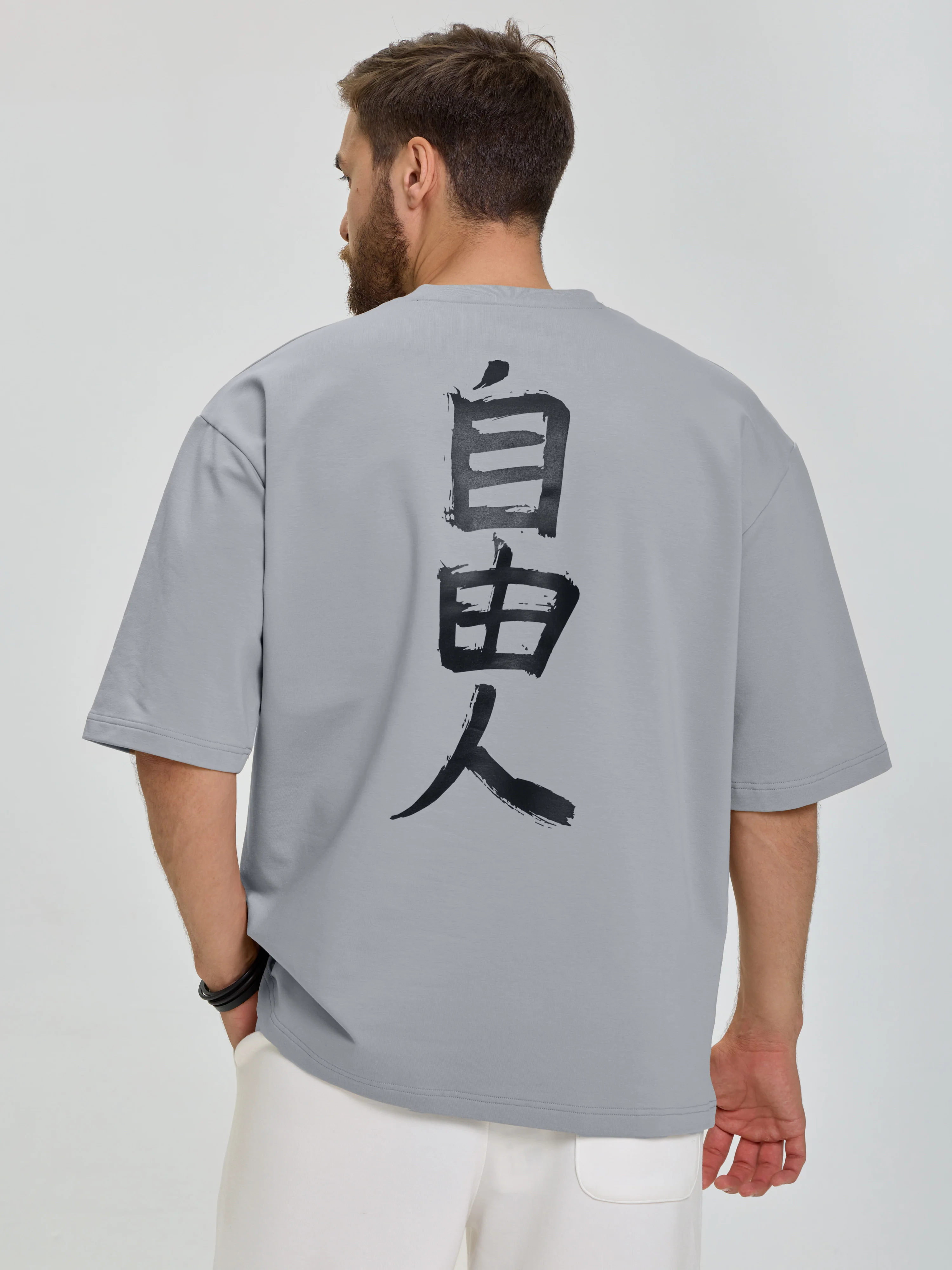 Футболка премиум серо-голубая Свободный Дух